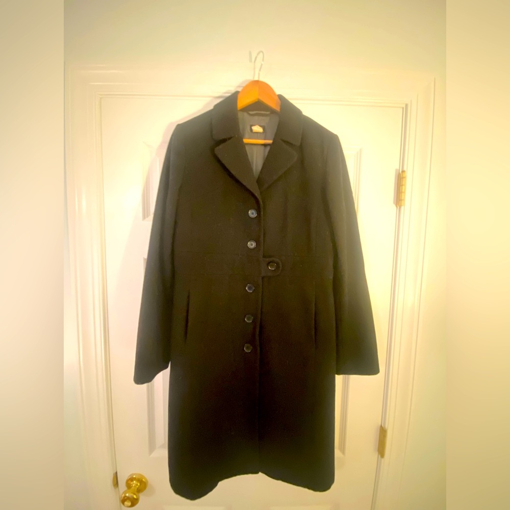 J. Crew Classic Black 100% Wool Trench Coat